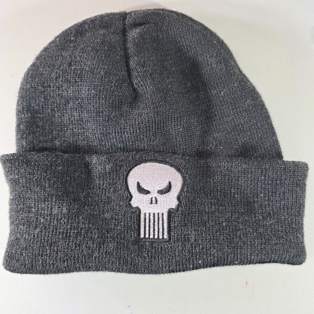 Beanie hat Punisher Skull Embroidery Adult Marvel fall winter Gray Knit
